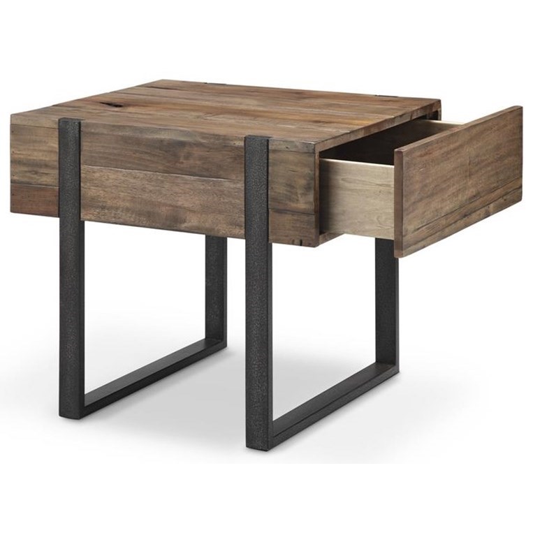Industrial modern rustic end outlet table